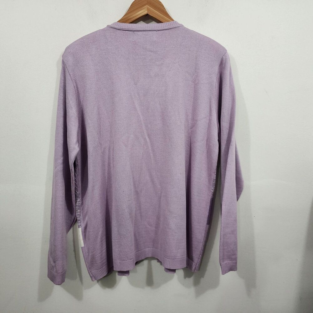 Alfred Dunner Blurred Stripes Knit Cardigan Button-front Purple White Womens L - Picture 11 of 14